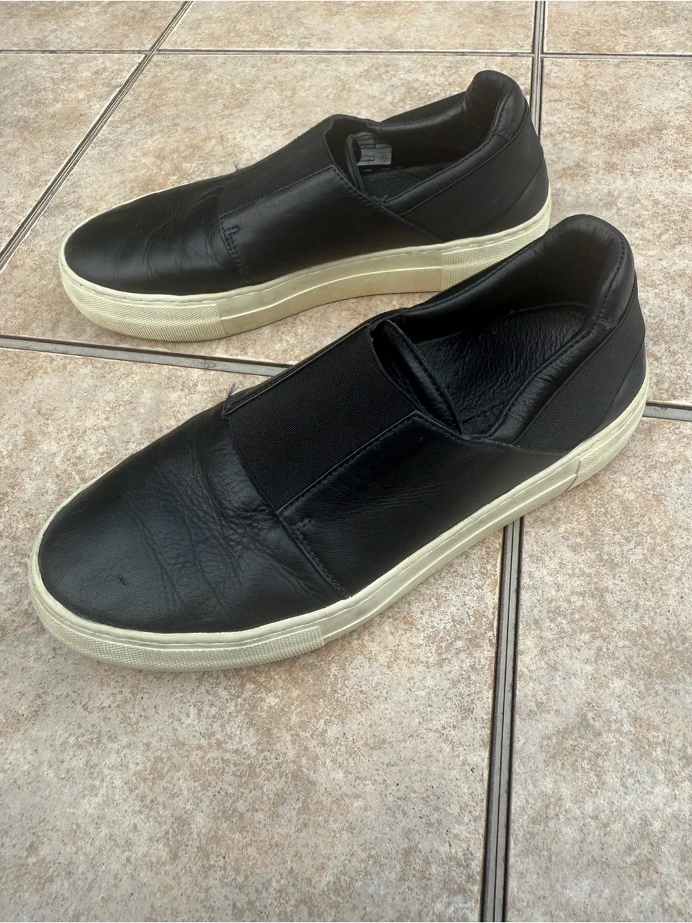 Helmut Lang black leather slip-on sneakers